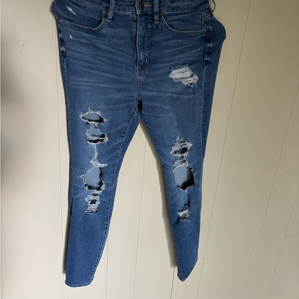 American Eagle Outfitters Blue Skinny Jeans Distressed